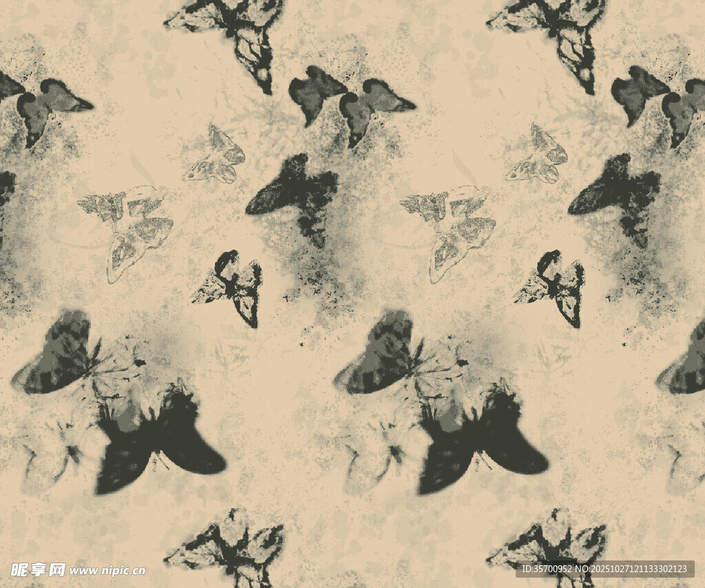 复古风飞鸟图案纹理背景