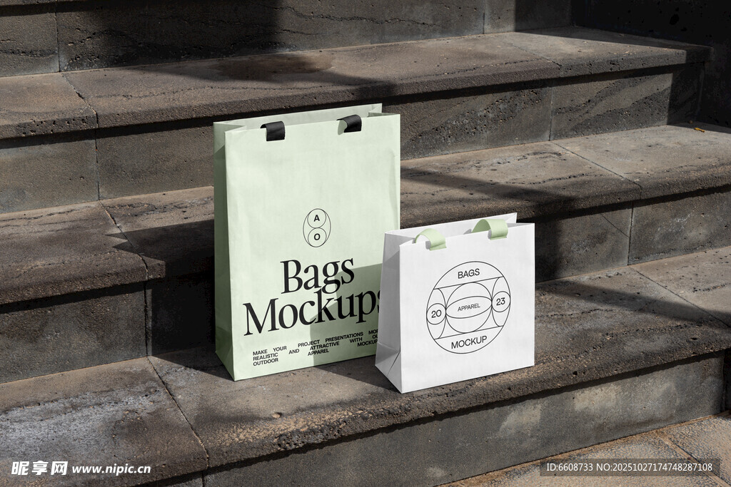 台阶上的精美纸袋