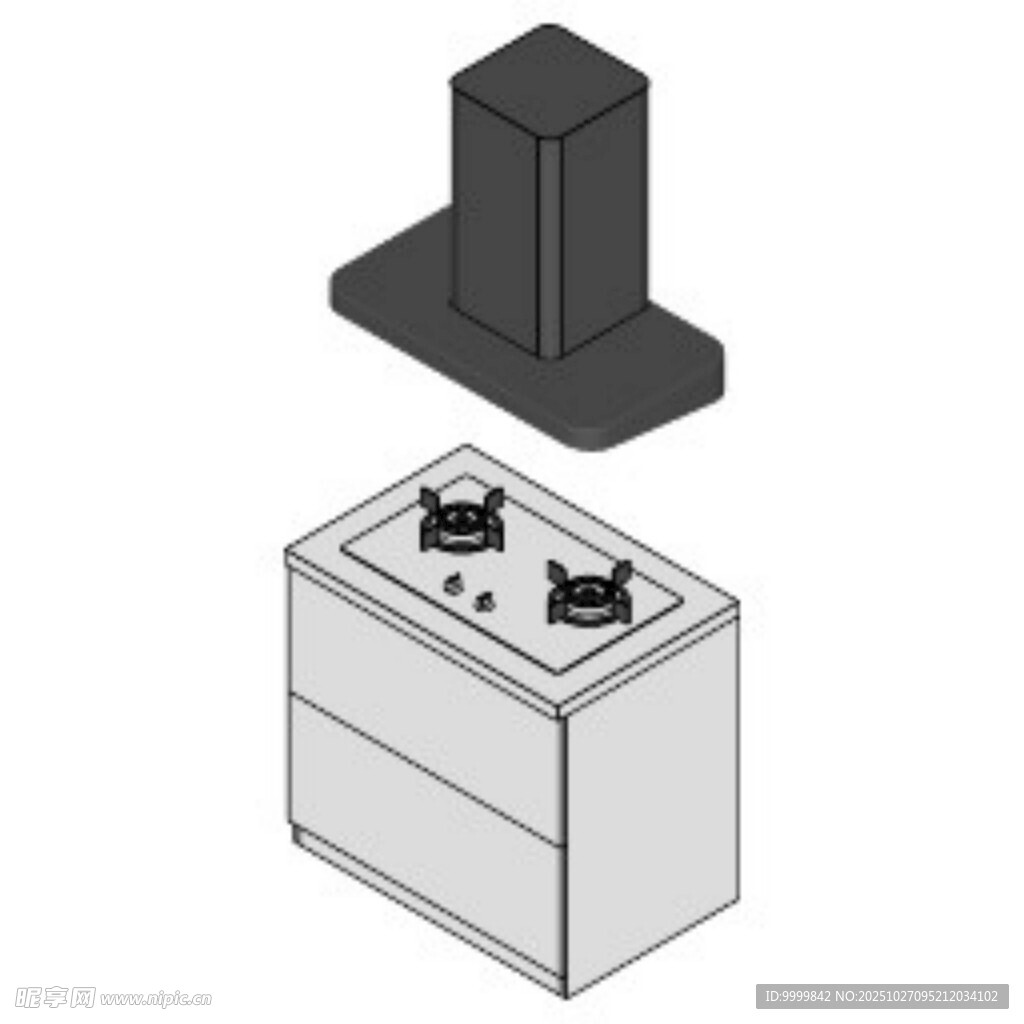 燃气集成灶烹饪区模型