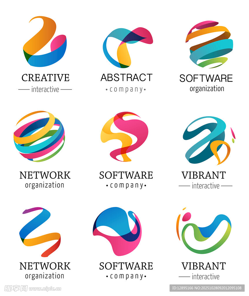 多彩创意抽象标志设计