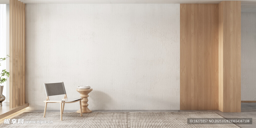 简约室内一角木质家具