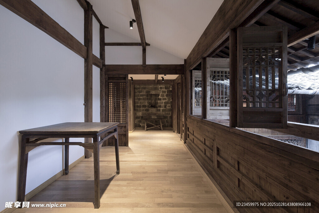 中式木质走廊室内设计