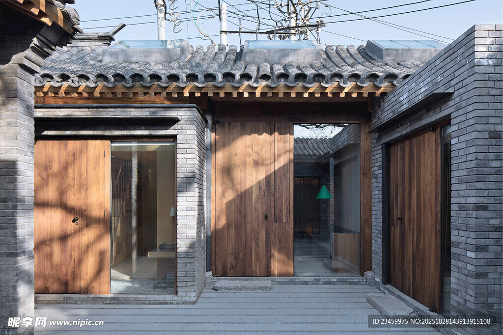 中式庭院木质建筑景观