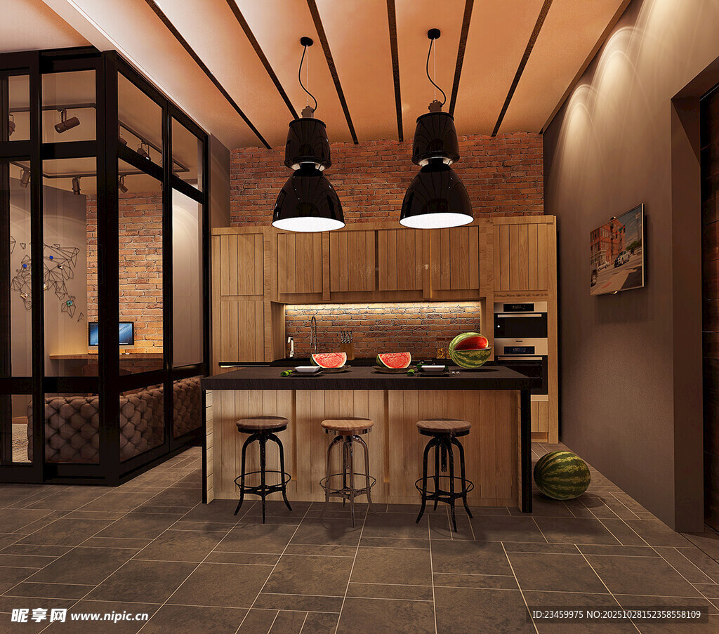 现代开放式厨房吧台设计