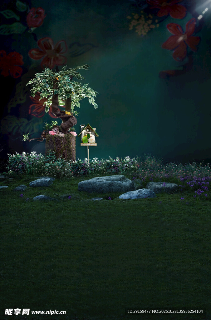 梦幻森林中的童话场景