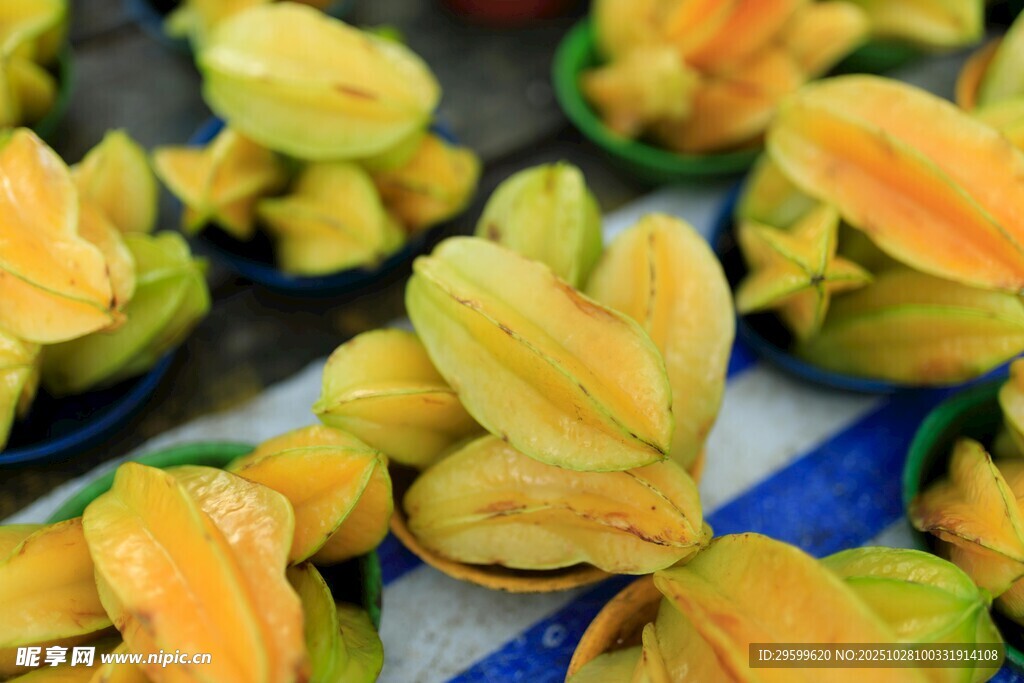 新鲜杨桃切片特写