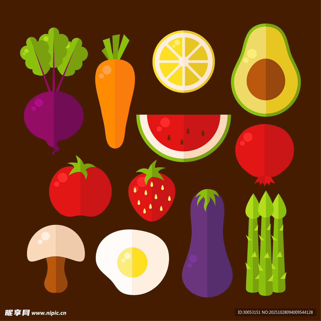 多彩新鲜蔬果与蛋类组合