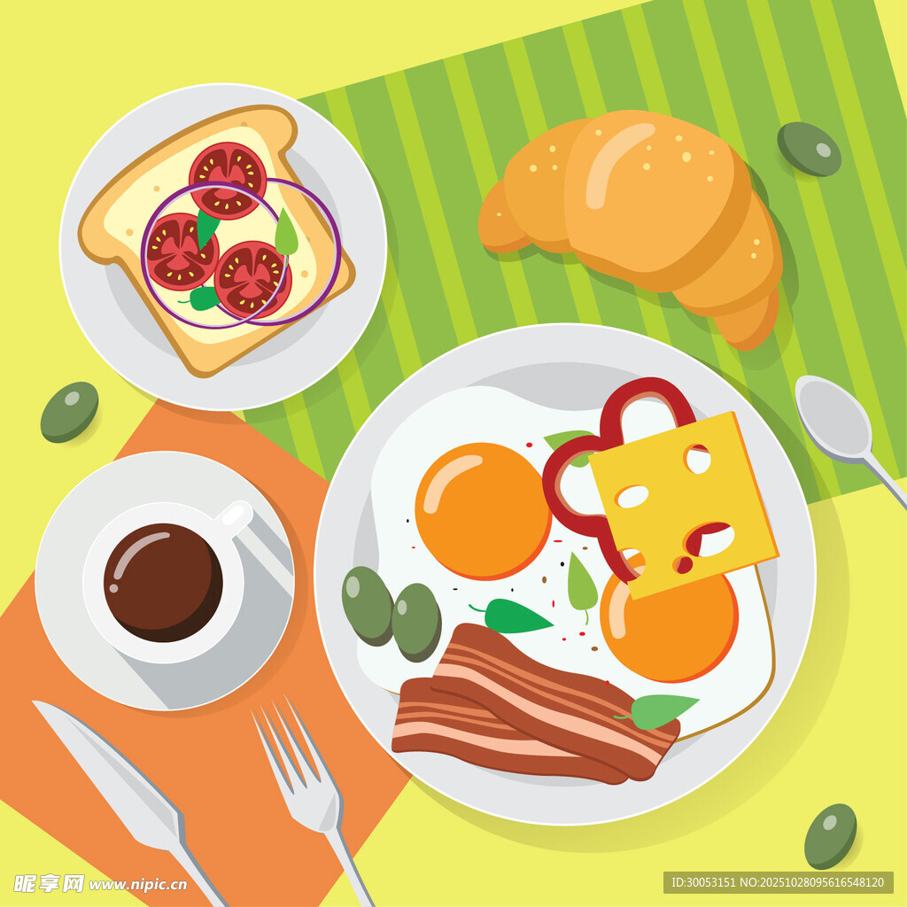 丰盛美味的户外早餐场景