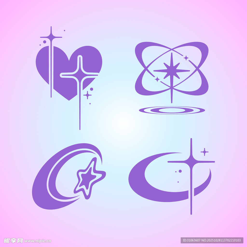 梦幻紫色星座主题图标集