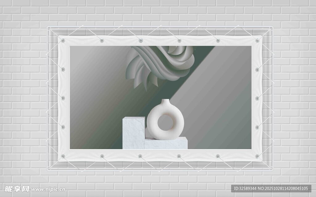 简约相框内的装饰摆件