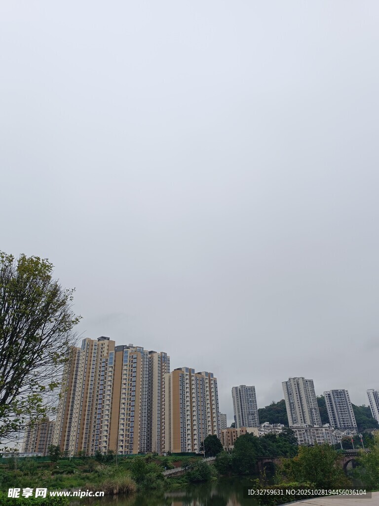 城市中的高楼与绿植景观