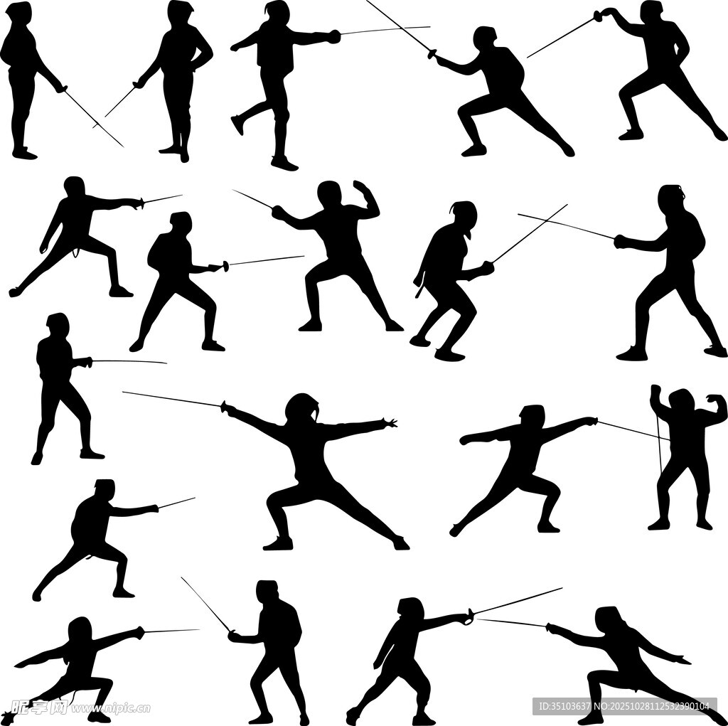 击剑者动态剪影集合