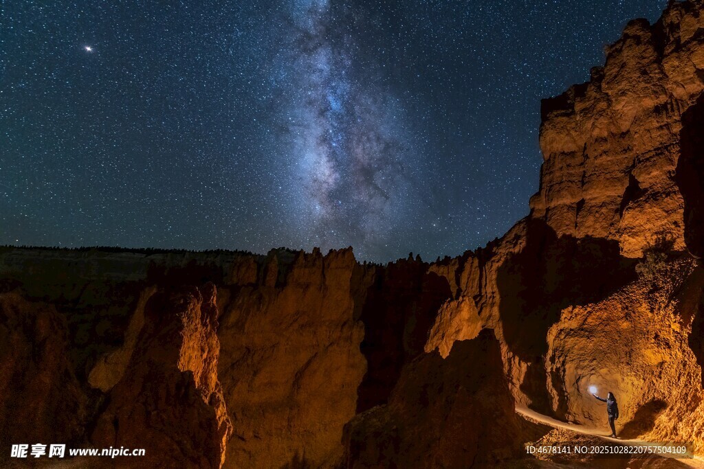 峡谷星空下的迷人夜景