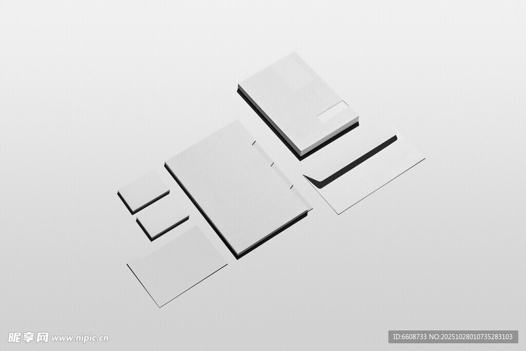 简约几何形状白色物件组合