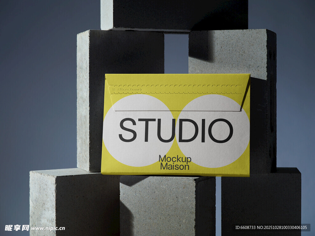 黄色工作室标牌立在积木上