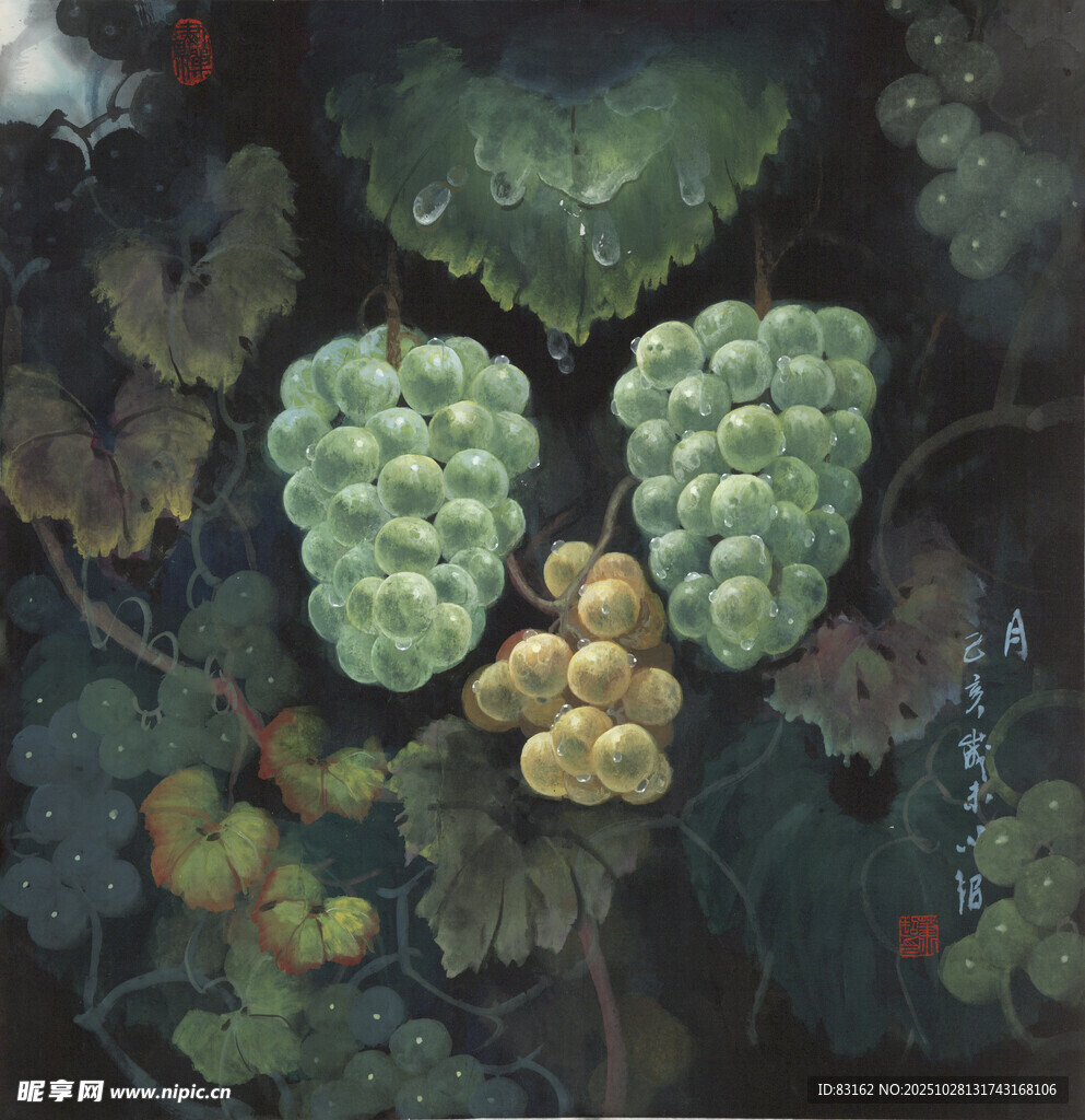 古典风葡萄静物图