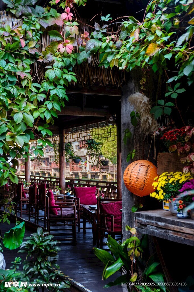 秋日庭院中的温馨角落