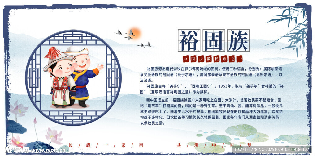 56个少数民族介绍展板裕固族