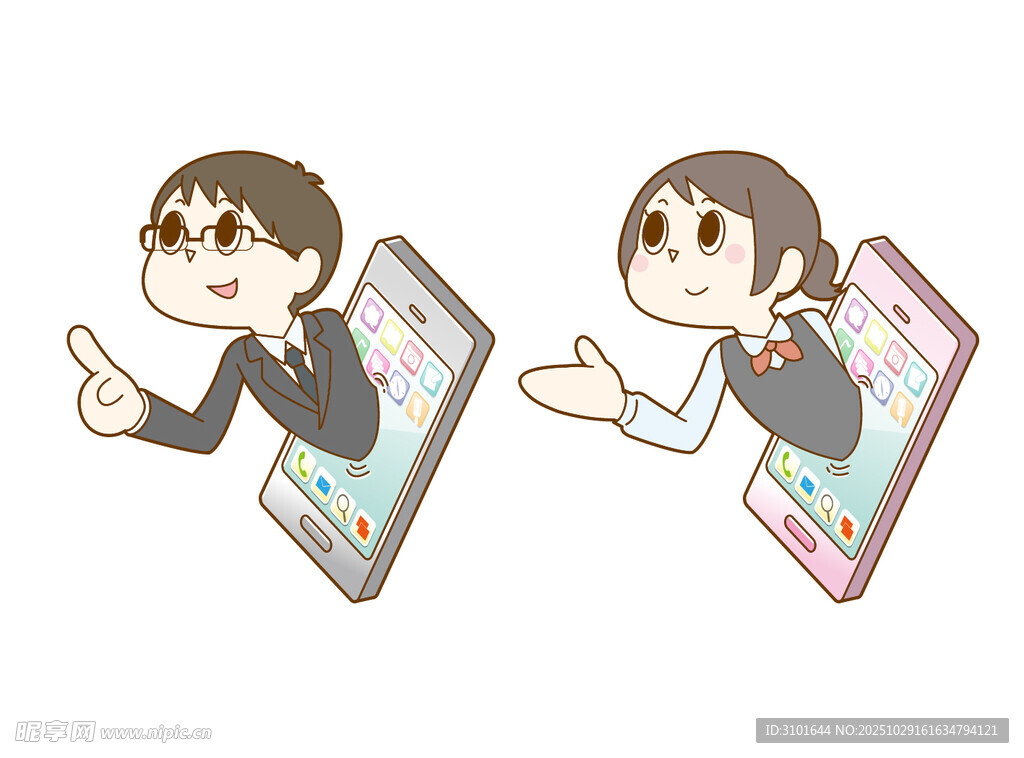 从手机里钻出来的卡通人物