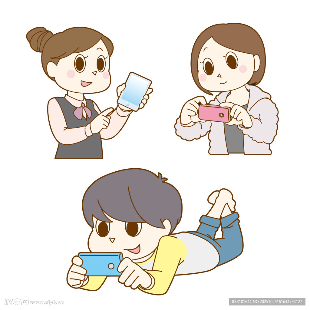 玩手机的卡通人物