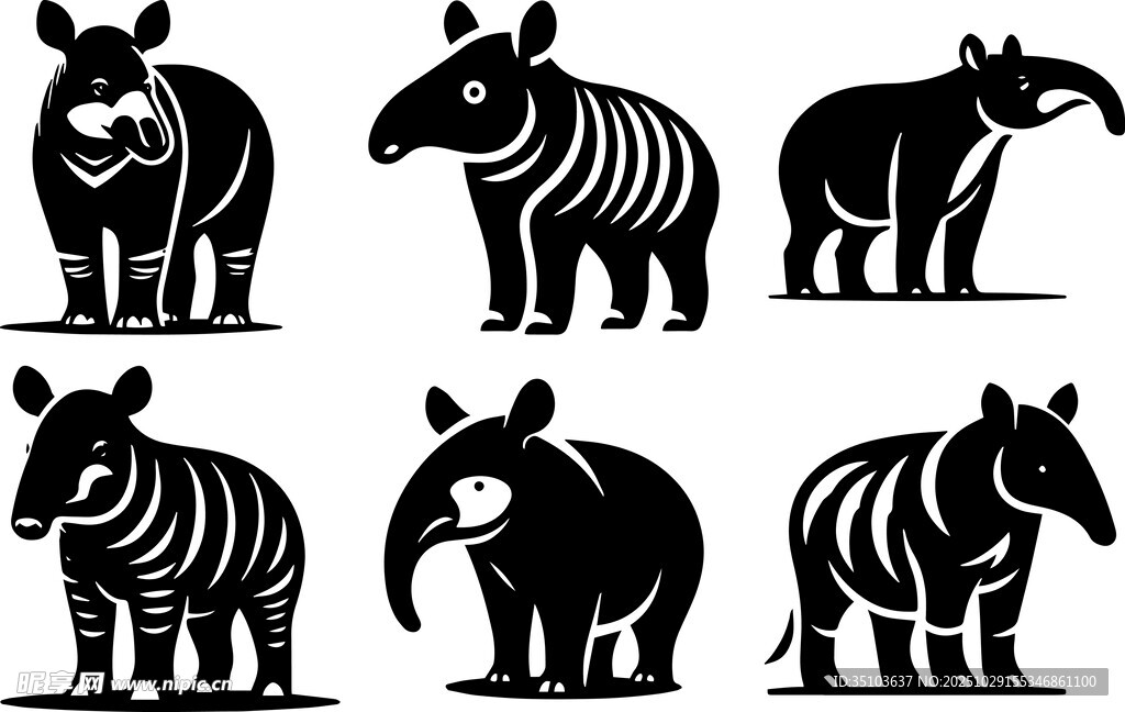 犀牛剪影图案集合
