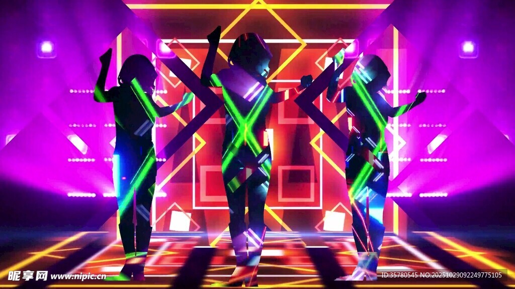炫酷舞者于霓虹舞台表演