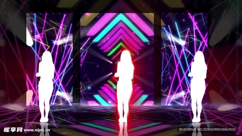 炫彩舞台灯光下的舞者