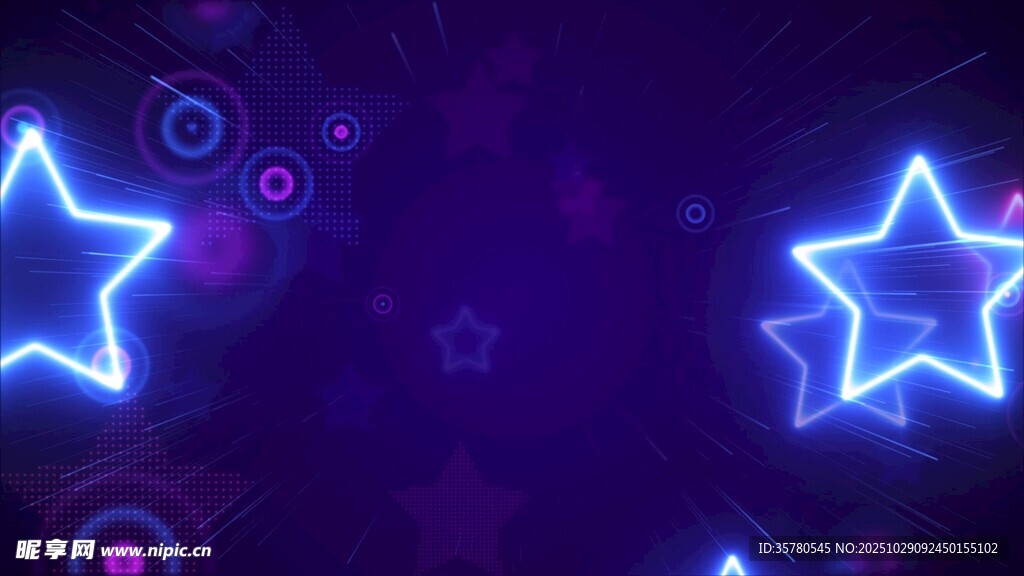 紫色背景下的发光星星