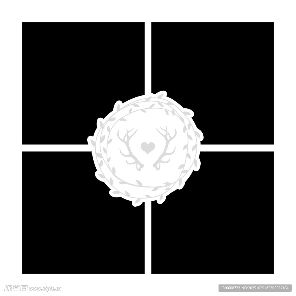 黑白花朵分割图案