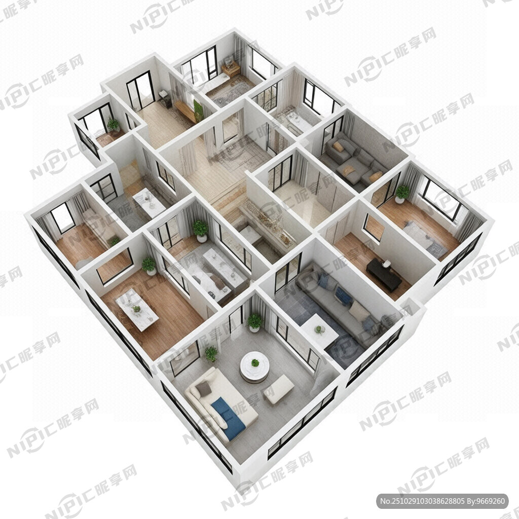 设计一个四室两厅两卫双阳台一厨