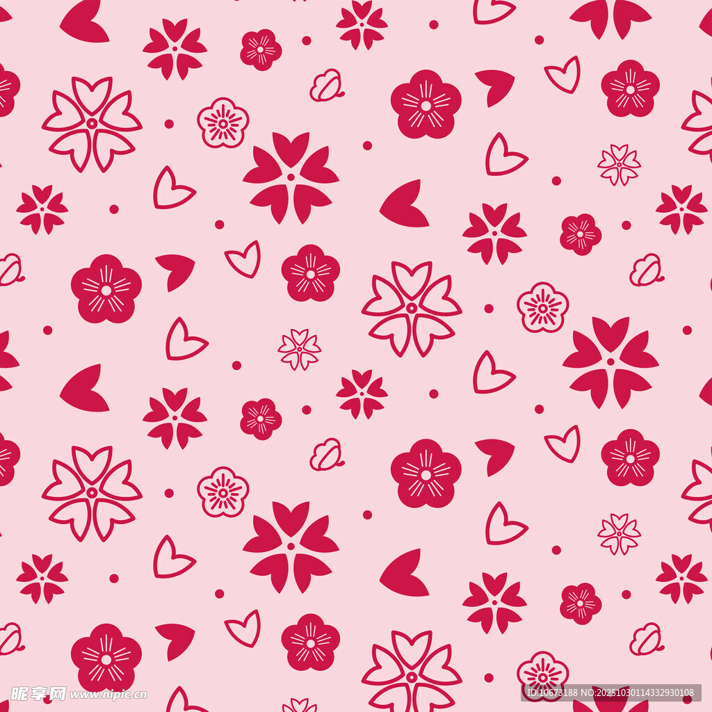 粉色花卉爱心图案背景