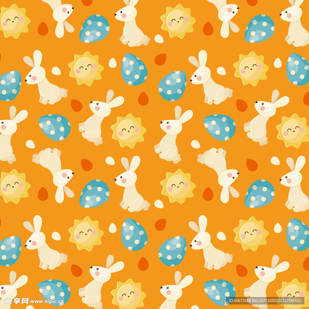 橙色背景兔子彩蛋图案