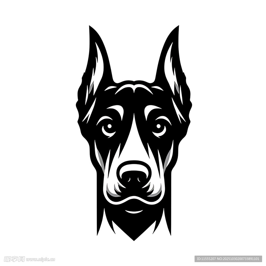 简约杜宾犬头像图案