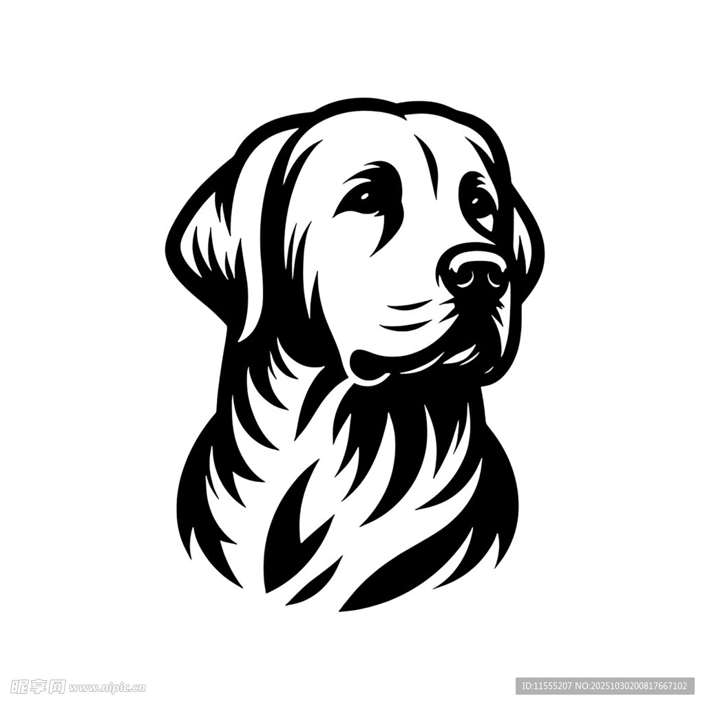 拉布拉多犬黑白简约头像
