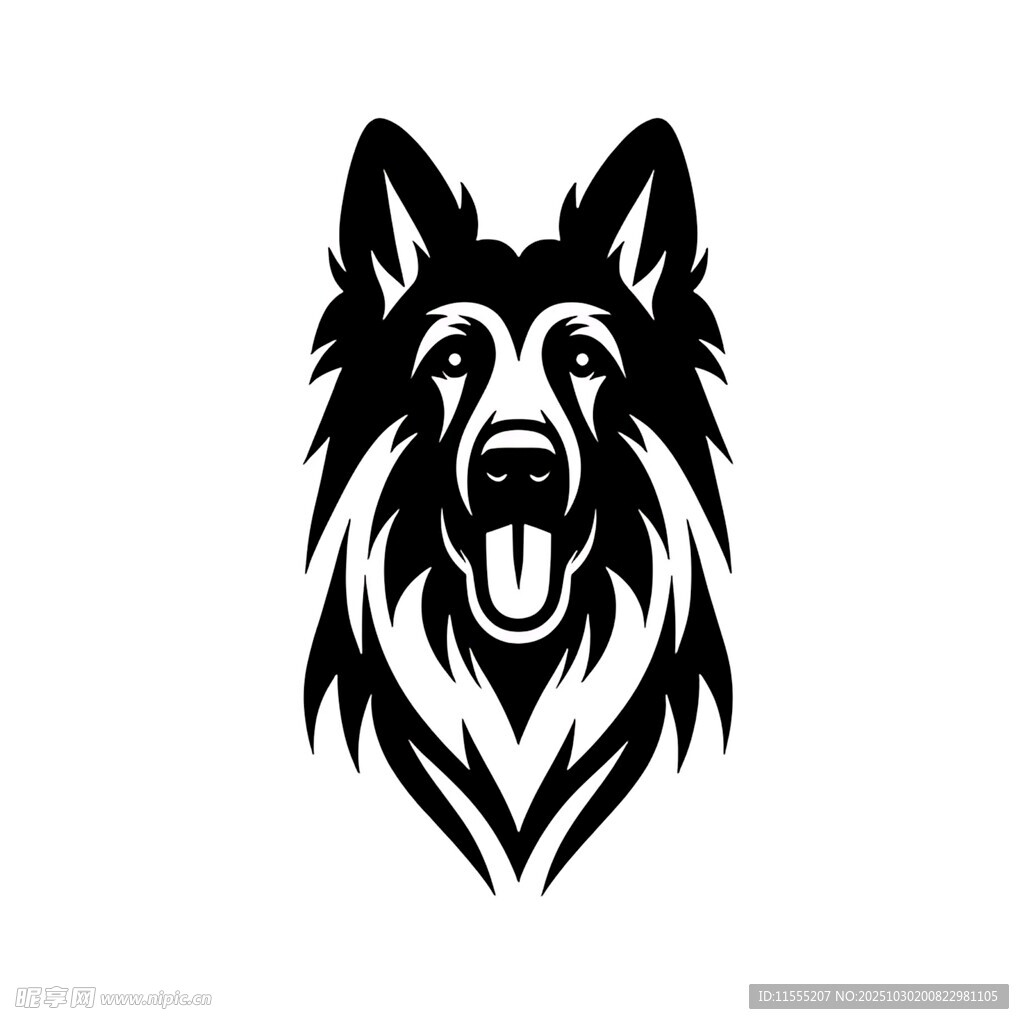 苏格兰牧羊犬黑白简约头像