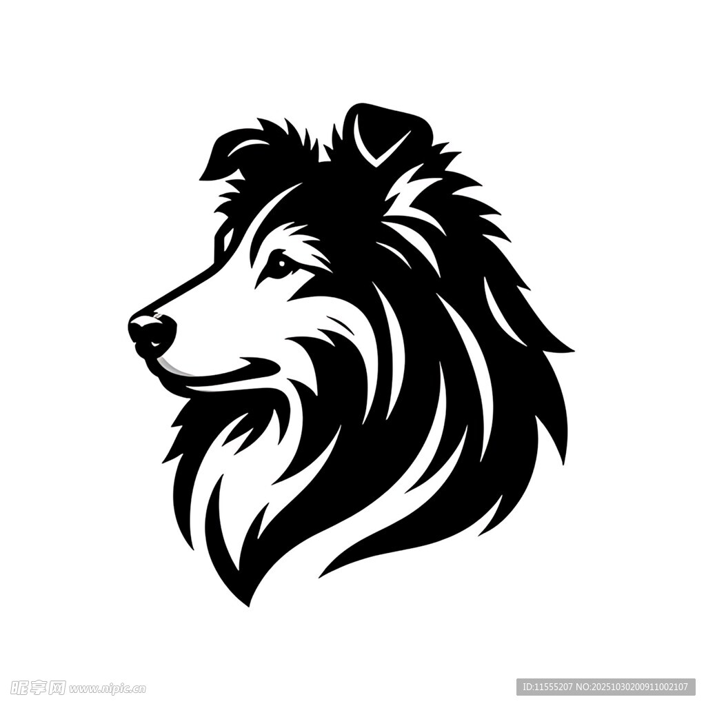 牧羊犬黑白简约头像