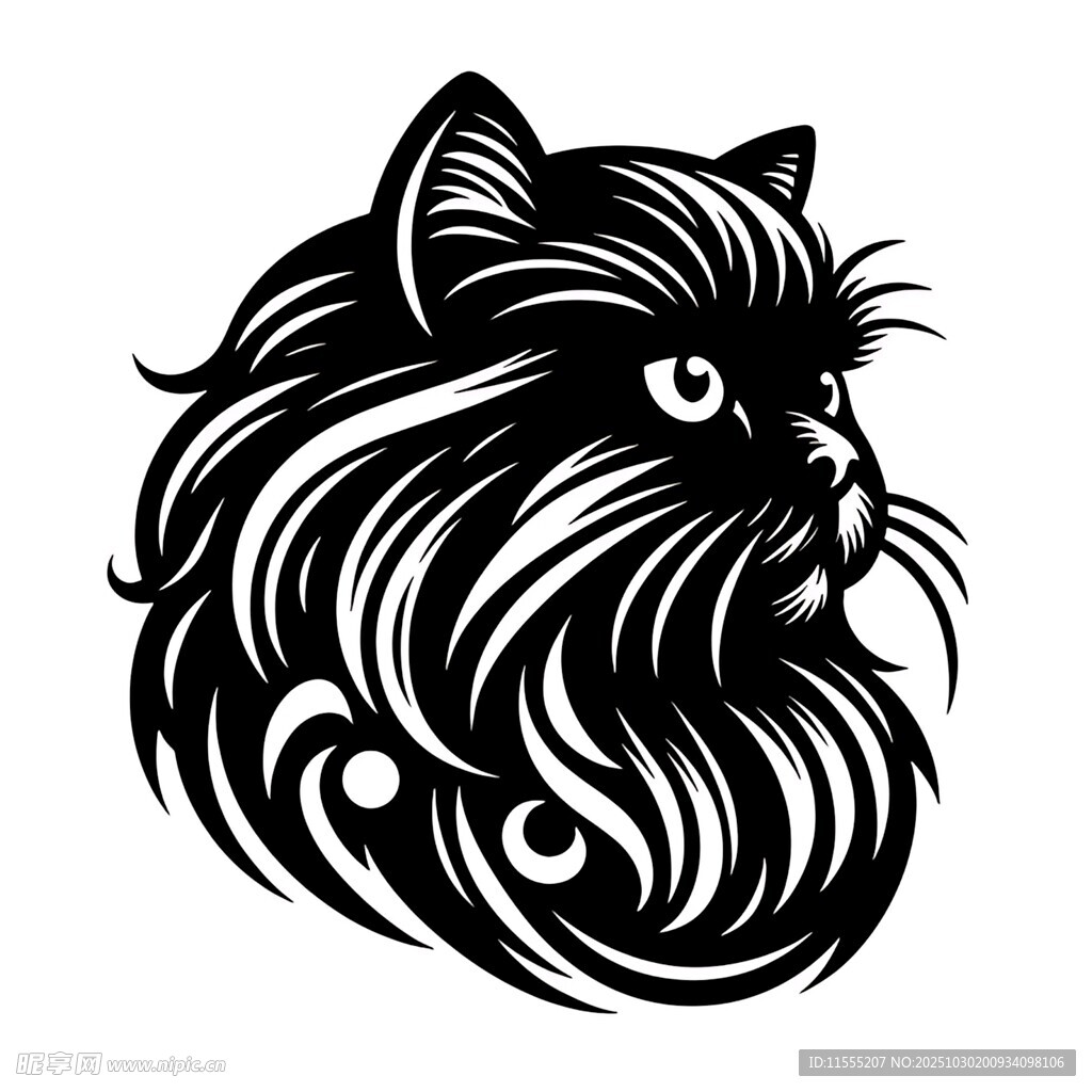 黑猫头像毛发飘逸有个性