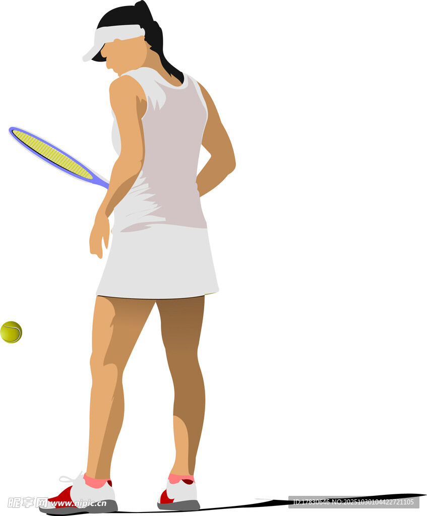 女子专注打网球瞬间