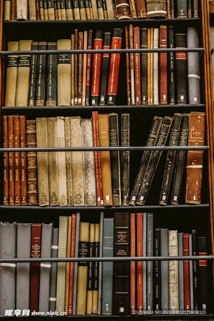 书架上琳琅满目的书籍