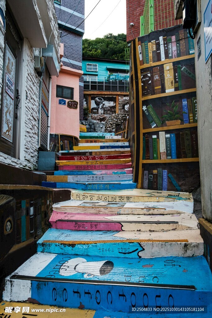 彩色阶梯街道景观