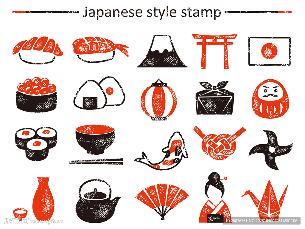 日式风格印章与传统元素