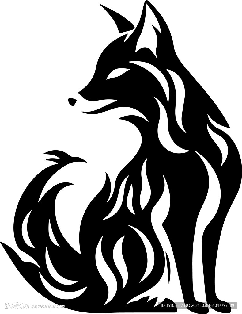 抽象风格狐狸图案