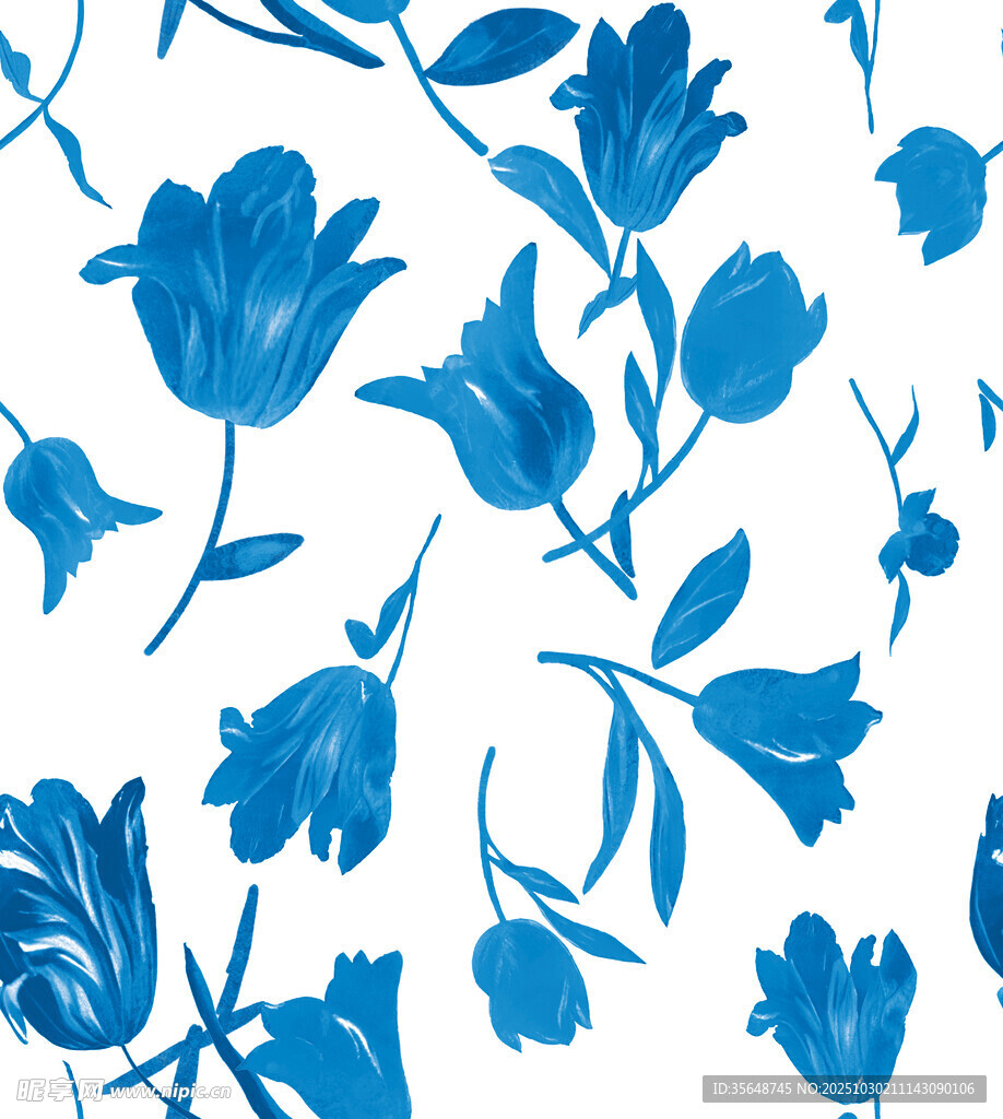蓝色花卉图案背景