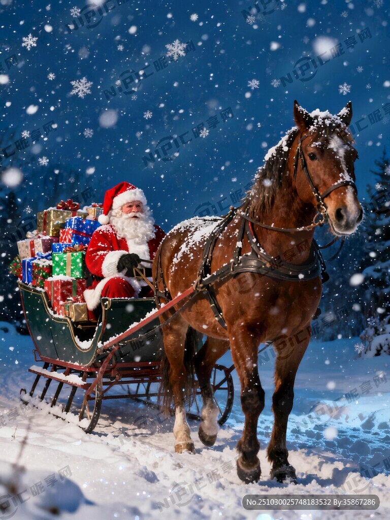 风雪中 赶马车的圣诞老人