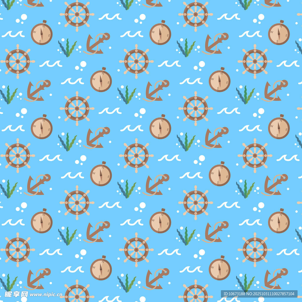 蓝色花卉无缝图案背景