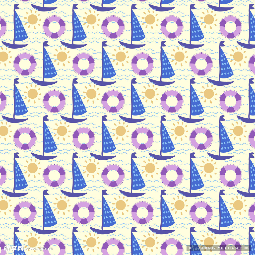 帆船与甜甜圈图案背景