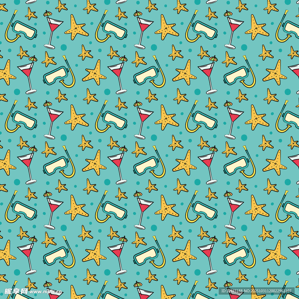 海洋元素无缝图案背景