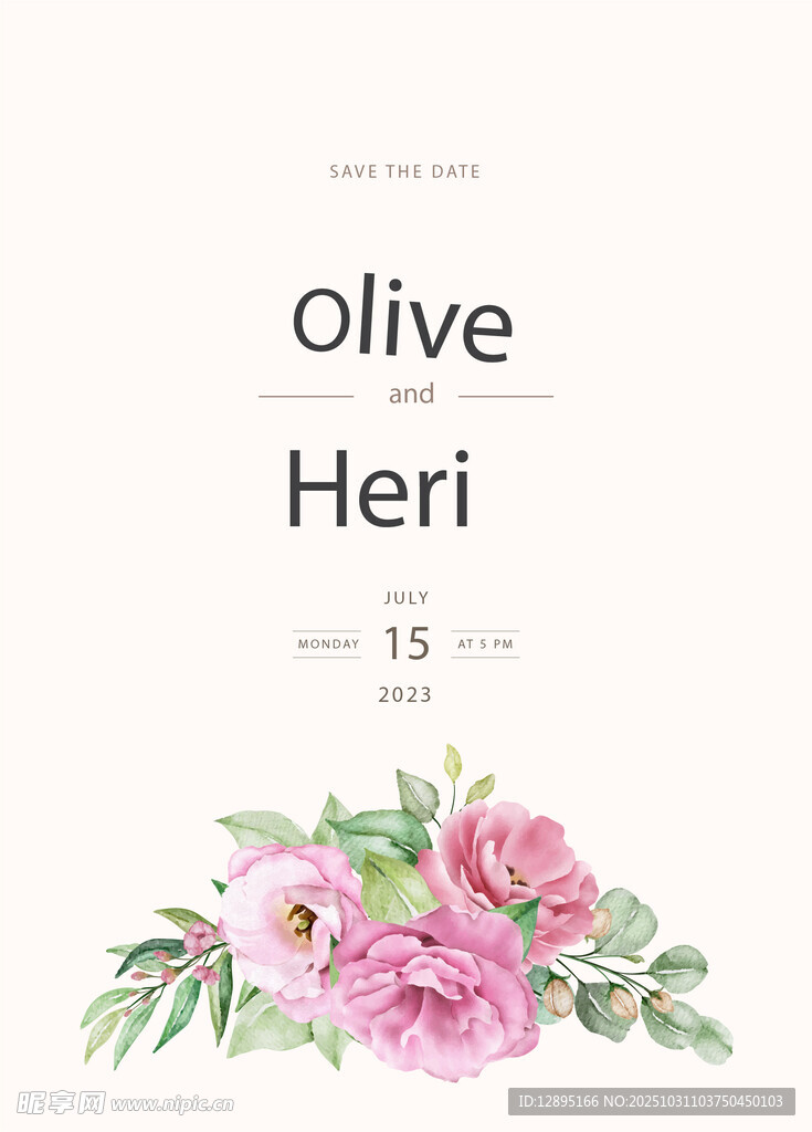 橄榄与花卉装饰设计元素