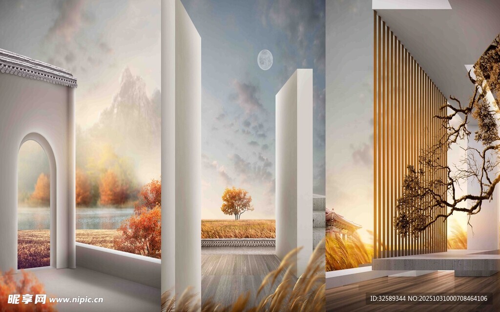 梦幻室内景观与窗外美景