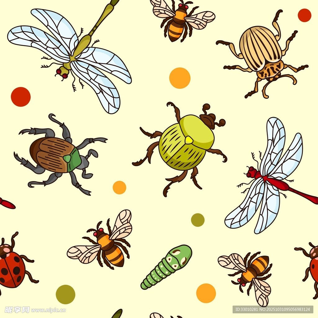 多彩昆虫图案背景